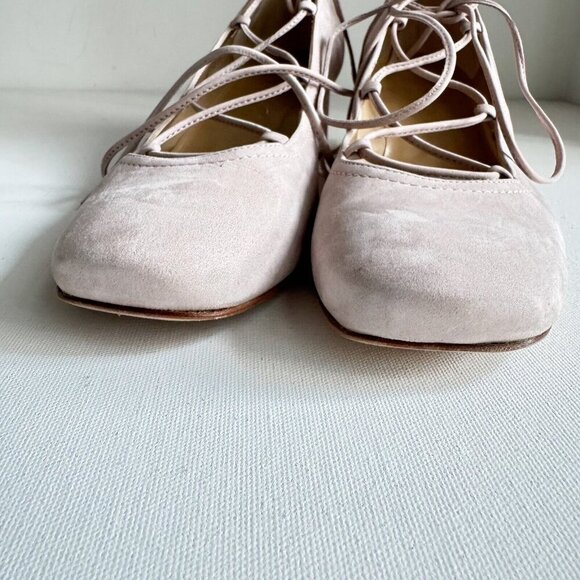 Stuart Weitzman Cordon Hush Suede Lace Up Ballerina Pumps Shoes Size 10.5 - Picture 5 of 9